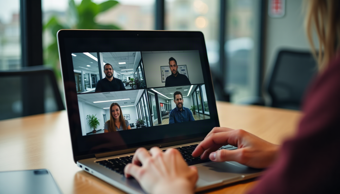 Delivery teams from several offices together on a video call, with the same architecture on every screen