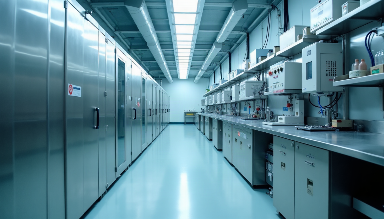 Precision engineering environment — instrumentation and tightly controlled equipment, no people or client marks visible