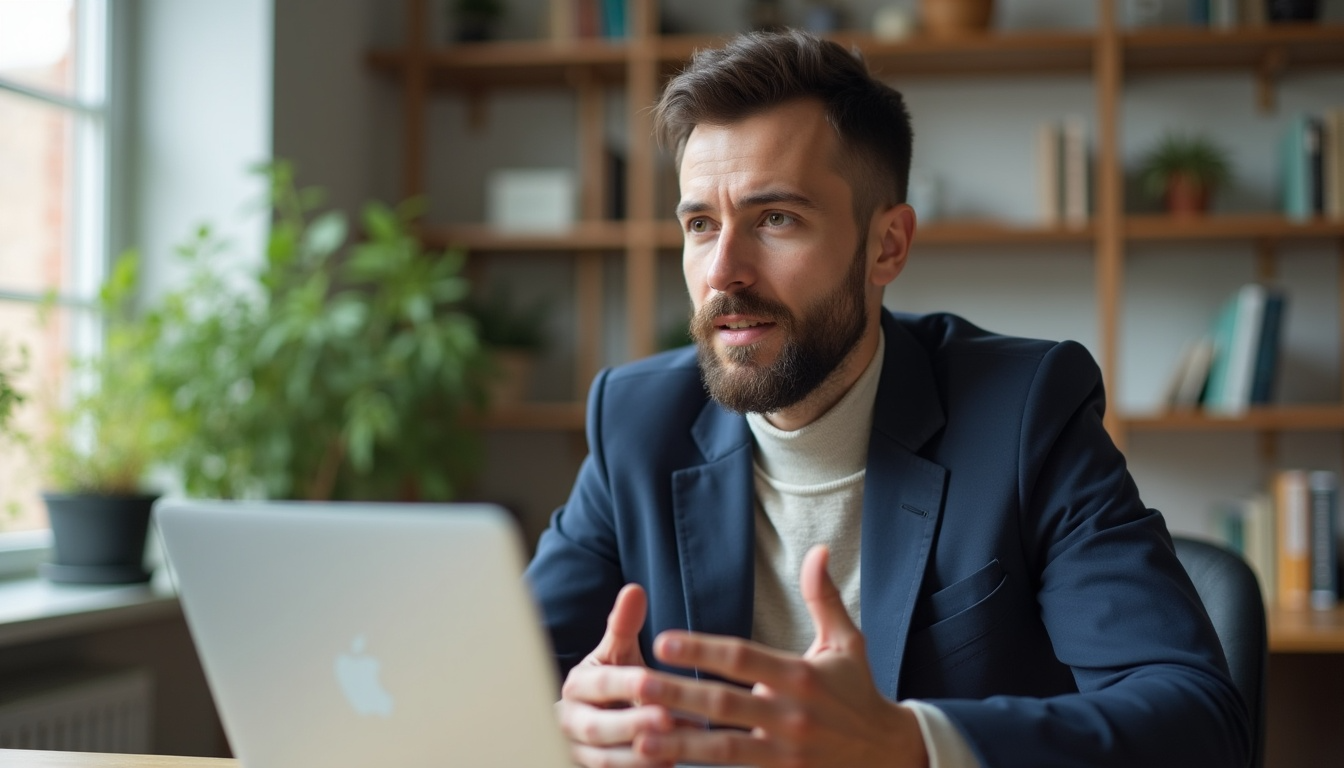 A recruiter answering questions on a call
